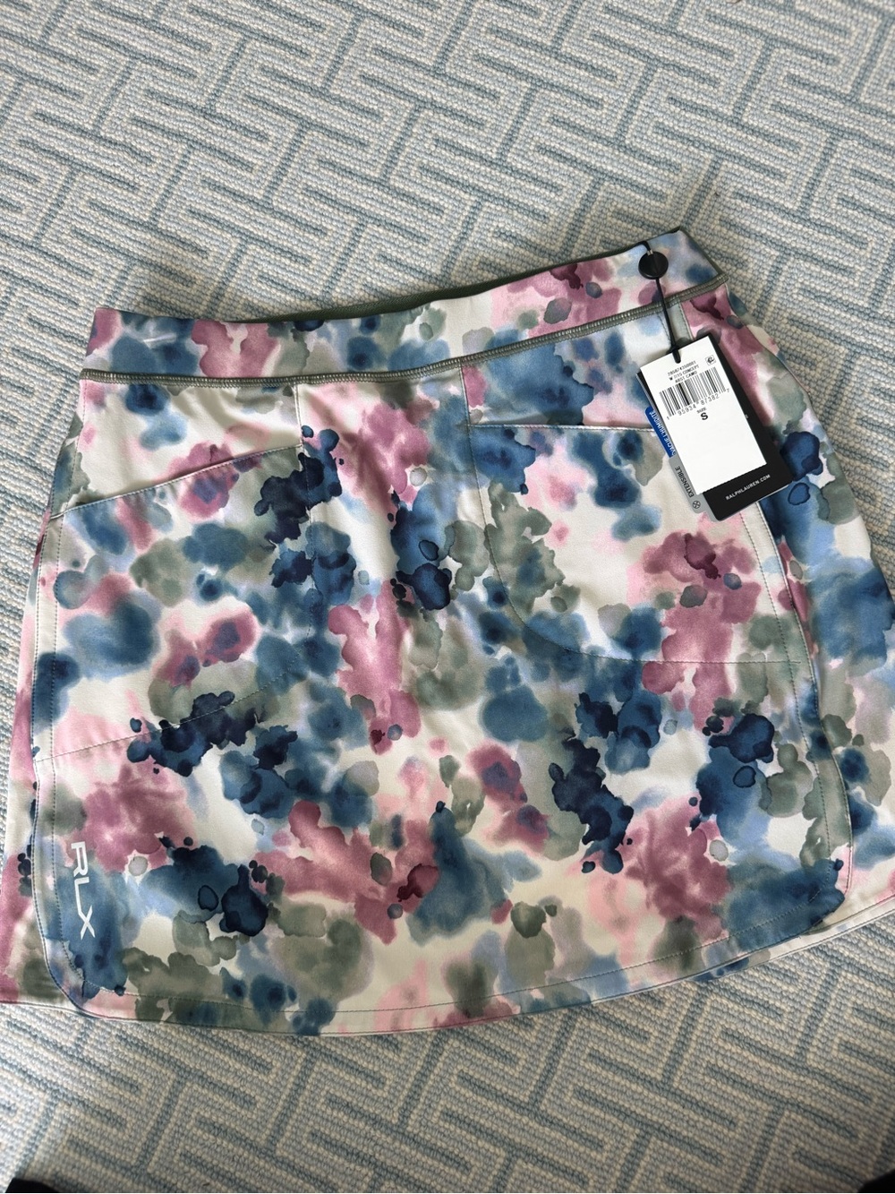 Ralph Lauren Watercolor-Effect Mini Skort in Pink, Blue & Green